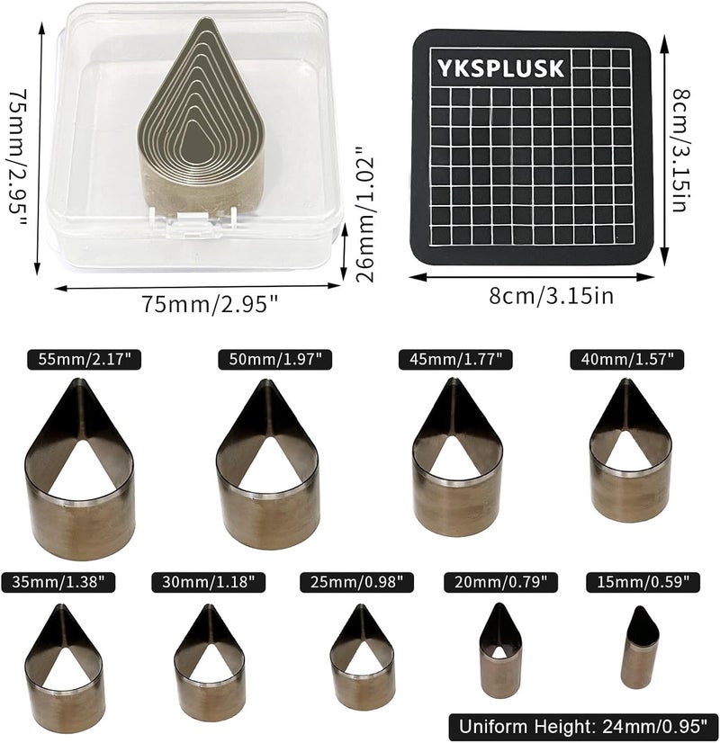 YKSPLUSK 9 Pcs Leather Hole Cutter Set, 9 Sizes Teardrop Shaped Cutting Dies Tool, Cutting Mold Punching Die Set for DIY Craft, Leather Cutter Hollow Punching with Box - Image 2